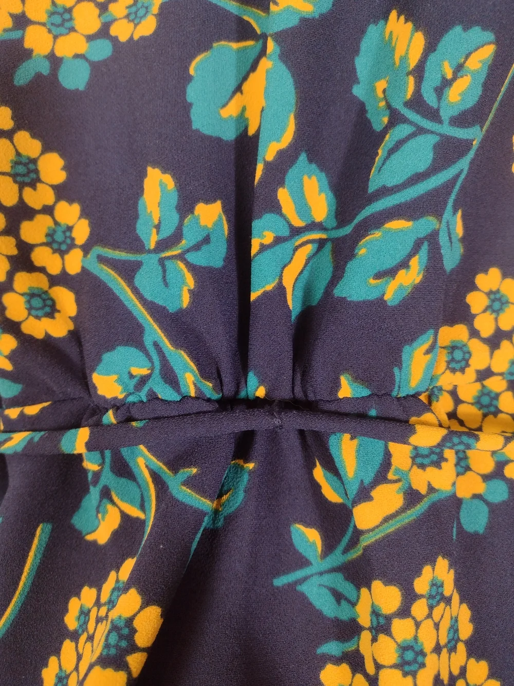 J. Crew Blue Yellow Floral Faux Wrap Tie Waist Peplum Long Sleeve Blouse Size M